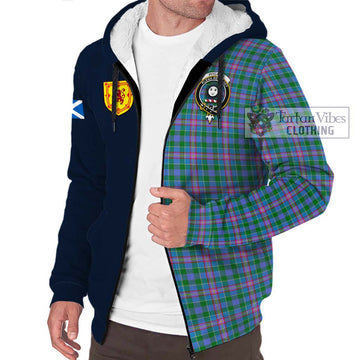 Pitcairn Tartan Sherpa Hoodie Alba with Scottish Lion Royal Arm Half Style