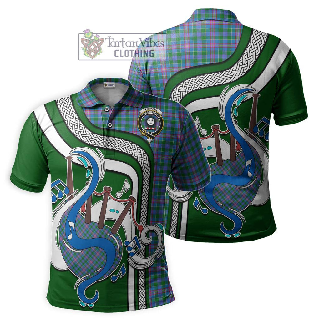 Tartan Vibes Clothing Pitcairn Hunting Tartan Polo Shirt with Epic Bagpipe Style