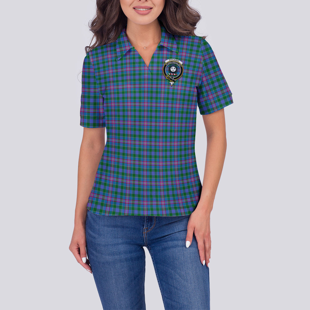 Pitcairn Tartan Polo Shirt with Family Crest For Women - Tartan Vibes Clothing