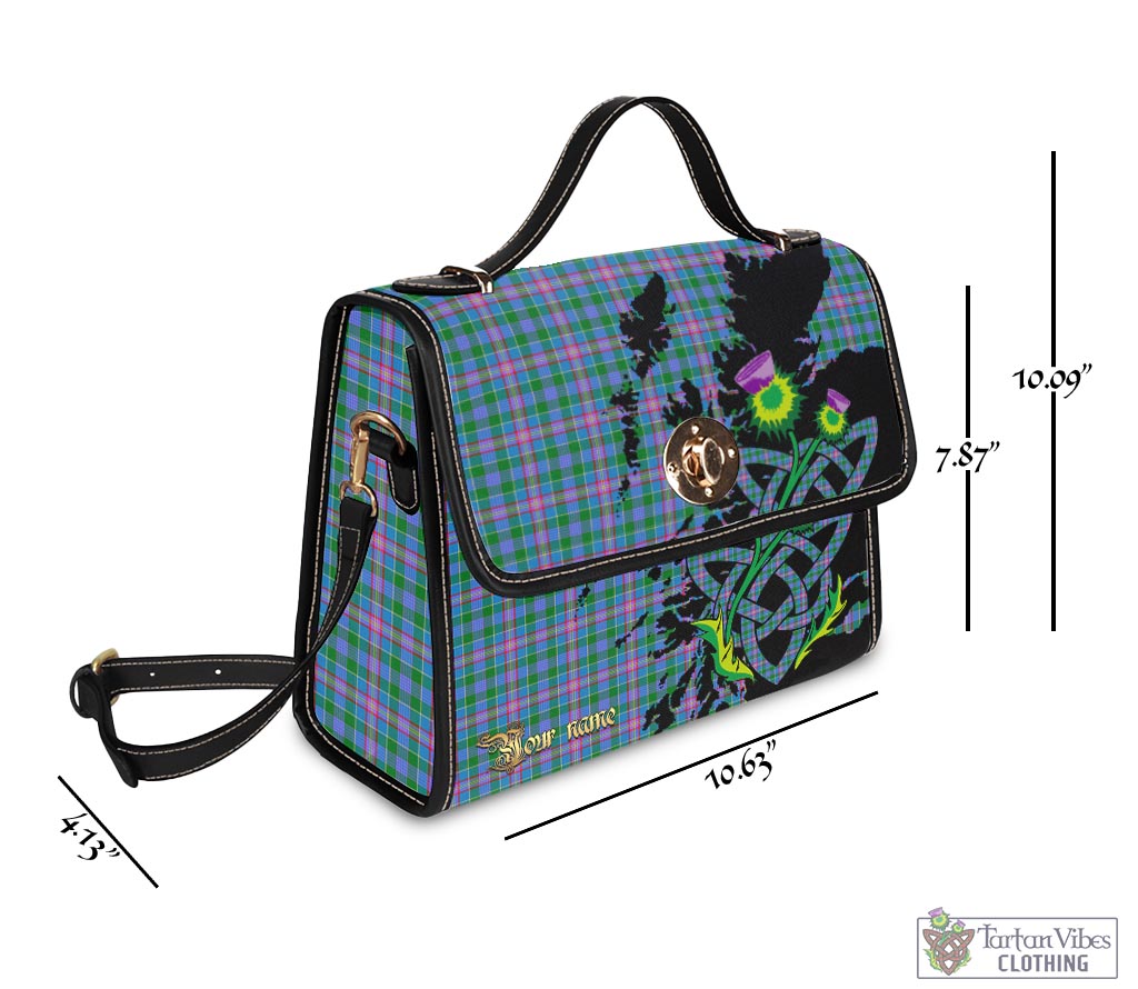 Tartan Vibes Clothing Pitcairn Hunting Tartan Waterproof Canvas Bag with Scotland Map and Thistle Celtic Accents