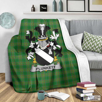 Plunkett Irish Clan Tartan Blanket with Coat of Arms - Tartan Vibes Clothing