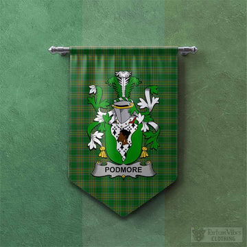 Podmore Irish Clan Tartan Gonfalon, Tartan Banner with Coat of Arms Chevron - Tartan Vibes Clothing