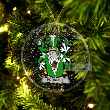 Podmore Irish Clan Christmas Glass Ornament with Coat of Arms Transparent Glass Circle - 2D-tartanvibesclothing