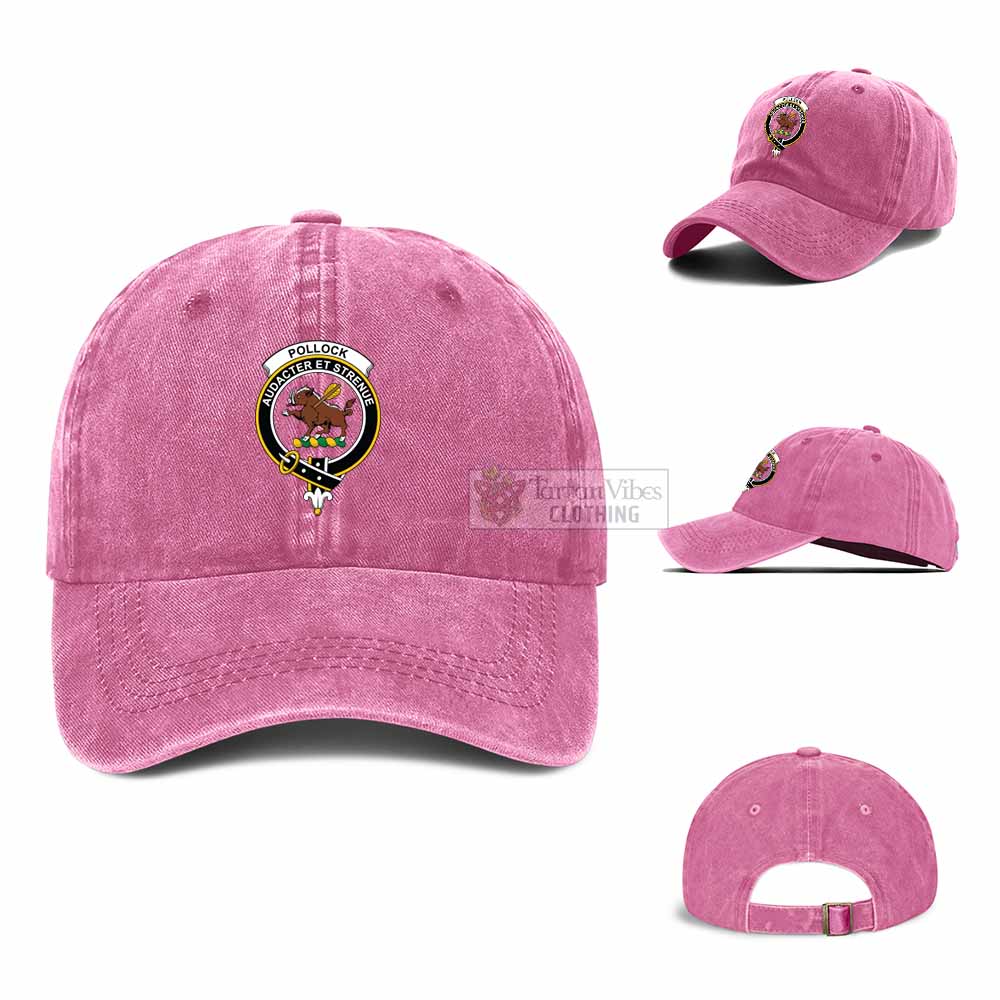 Pollock Family Crest Denim Baseball Cap - 2D-tartanvibesclothing