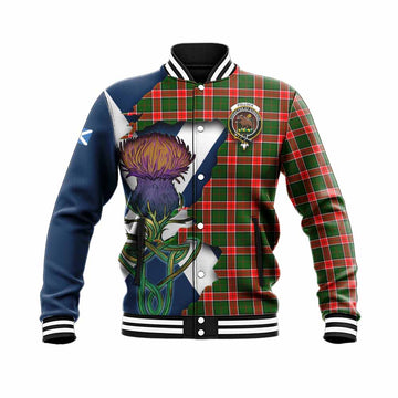Pollock Tartan Family Crest Baseball Jacket Scottish Thistle Celtic Inspired Unisex - Tartan Vibes Clothing
