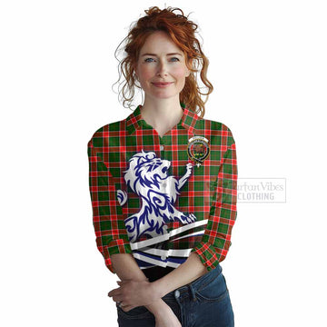 Pollock Tartan Women's Casual Shirt with Alba Gu Brath Regal Lion Emblem