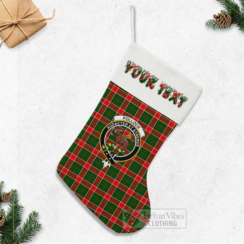 Pollock Tartan Family Crest Christmas Stocking with Personalized Text - Tartan Vibes Clothing