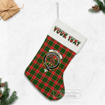 Pollock Tartan Family Crest Christmas Stocking with Personalized Text - Tartan Vibes Clothing