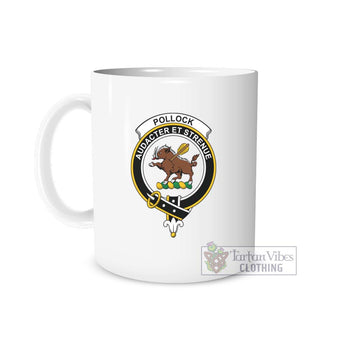 Pollock Family Crest Ceramic Mug White - 2D-tartanvibesclothing