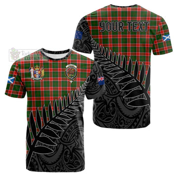 Pollock Crest Tartan Cotton T-shirt with New Zealand Silver Fern Half Style Kid's Shirt - Tartan Vibes Clothing