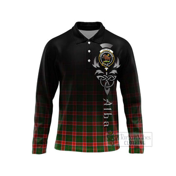 Pollock Tartan Long Sleeve Polo Shirt Featuring Alba Gu Brath Family Crest Celtic Inspired Unisex - Tartan Vibes Clothing