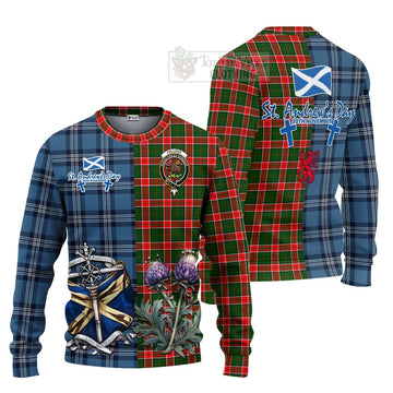 Pollock Tartan Knitted Sweater Happy St. Andrew's Day Half Tartan Style Unisex - Tartan Vibes Clothing