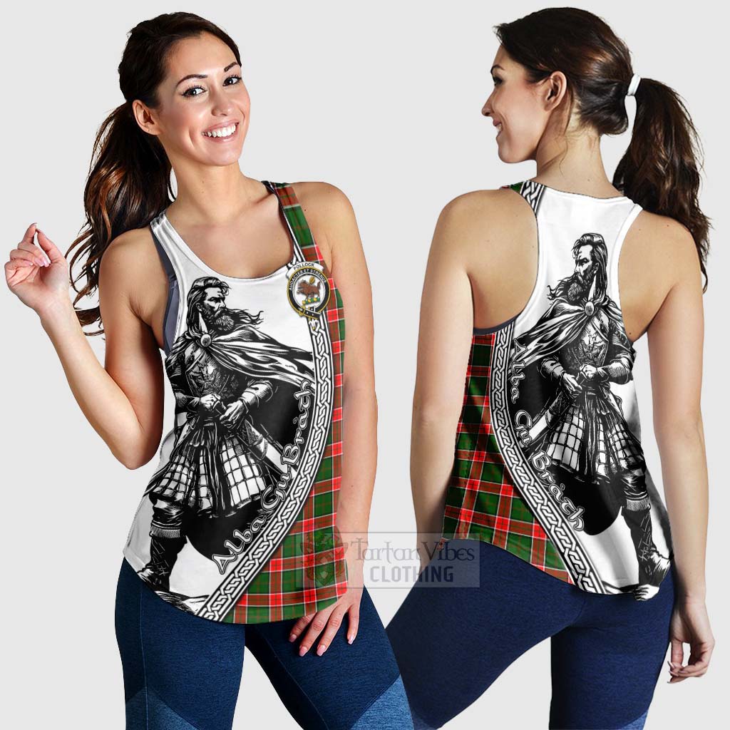 Pollock Tartan Clan Crest Women's Racerback Tanks with Highlander Warrior Celtic Style 4XL - Tartan Vibes Clothing