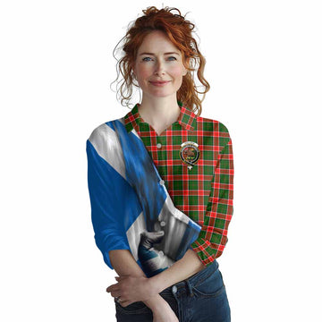 Pollock Tartan Women's Casual Shirt with Family Crest Scotland Patriotic Style