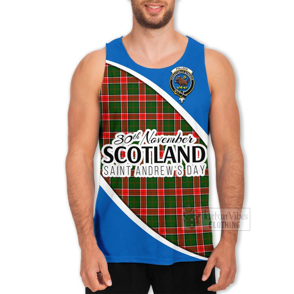 Tartan Vibes Clothing Pollock Family Crest Tartan Men's Tank Top Celebrate Saint Andrew's Day in Style