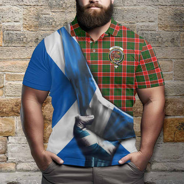 Pollock Tartan Polo Shirt with Family Crest Scotland Patriotic Style