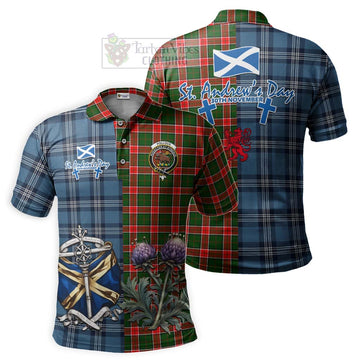 Pollock Tartan Polo Shirt Happy St. Andrew's Day Half Tartan Style