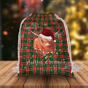 Pollock Tartan Christmas Santa's Bag with Twinkle Highland Cattle - Tartan Vibes Clothing