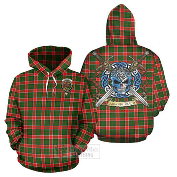 Pollock Tartan Hoodie with Family Crest Celtic Skull Style Zip Hoodie - Tartan Vibes Clothing