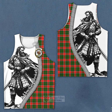 Pollock Tartan Clan Crest Men's Tank Top with Highlander Warrior Celtic Style