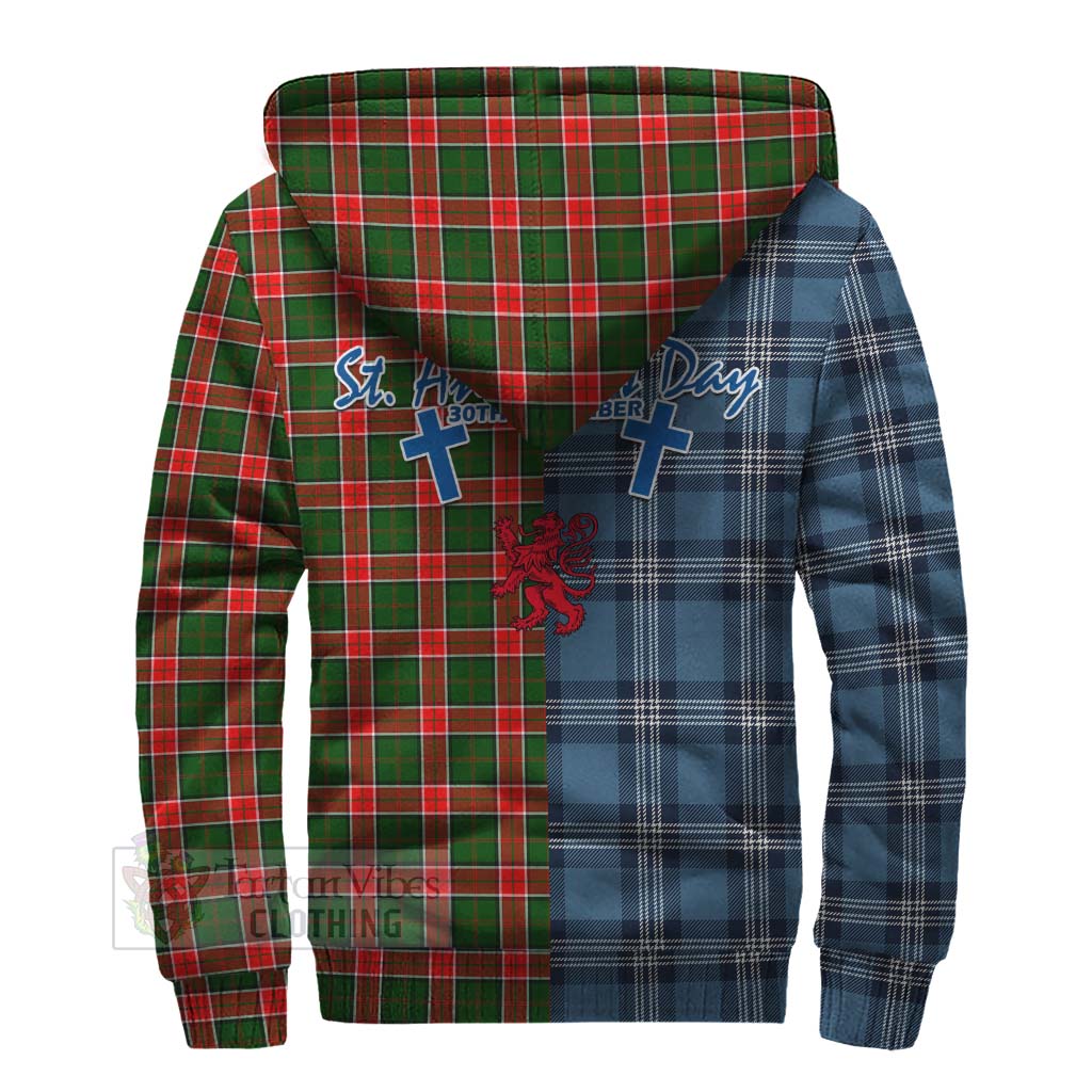 Tartan Vibes Clothing Pollock Tartan Sherpa Hoodie Happy St. Andrew's Day Half Tartan Style