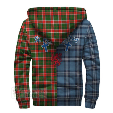 Pollock Tartan Sherpa Hoodie Happy St. Andrew's Day Half Tartan Style