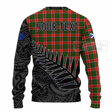 Pollock Crest Tartan Knitted Sweater with New Zealand Silver Fern Half Style - Tartan Vibes Clothing