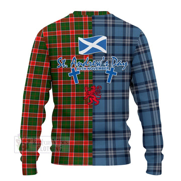 Pollock Tartan Knitted Sweater Happy St. Andrew's Day Half Tartan Style - Tartan Vibes Clothing