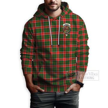 Pollock Tartan Hoodie with Family Crest and Bearded Skull Holding Bottles of Whiskey - Tartan Vibes Clothing