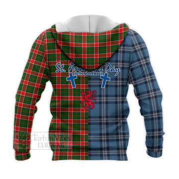 Pollock Tartan Knitted Hoodie Happy St. Andrew's Day Half Tartan Style