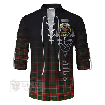 Pollock Tartan Ghillie Kilt Shirt Featuring Alba Gu Brath Family Crest Celtic Inspired - Tartan Vibes Clothing
