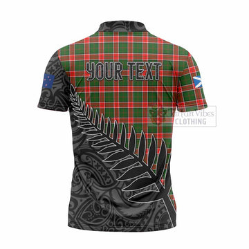 Pollock Crest Tartan Zipper Polo Shirt with New Zealand Silver Fern Half Style - Tartan Vibes Clothing