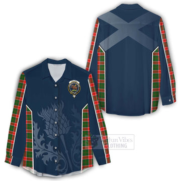 Pollock Tartan Women's Casual Shirt with Family Crest and Scottish Thistle Vibes Sport Style