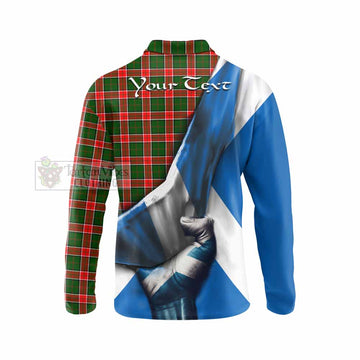 Pollock Tartan Long Sleeve Polo Shirt with Family Crest Scotland Patriotic Style