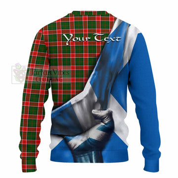 Pollock Tartan Knitted Sweater with Family Crest Scotland Patriotic Style