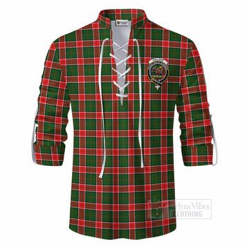 Pollock Tartan Ghillie Kilt Shirt with Family Crest DNA In Me Style - Tartan Vibes Clothing