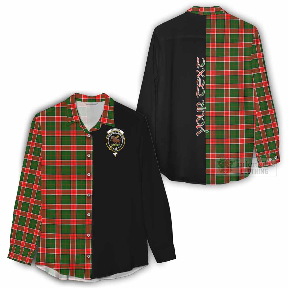 Tartan Vibes Clothing Pollock Tartan Women's Casual Shirt with Family Crest and Half Of Me Style