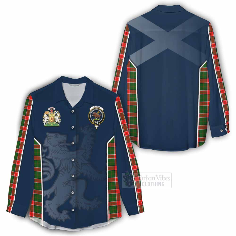 Tartan Vibes Clothing Pollock Tartan Women's Casual Shirt with Family Crest and Lion Rampant Vibes Sport Style