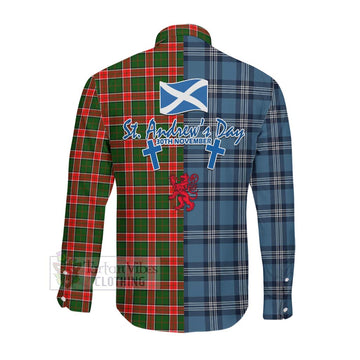 Pollock Tartan Long Sleeve Button Shirt Happy St. Andrew's Day Half Tartan Style