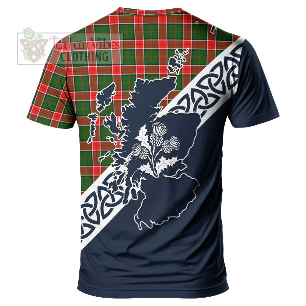 Pollock Tartan T-Shirt Featuring Thistle and Scotland Map - Tartanvibesclothing Store