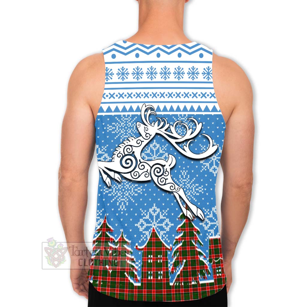 Tartan Vibes Clothing Pollock Clan Christmas Men's Tank Top Celtic Reindeer Style