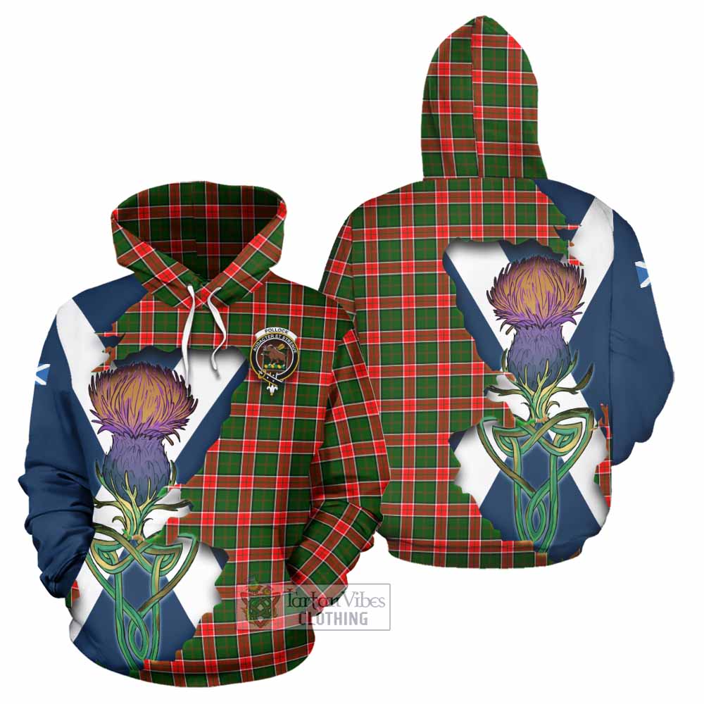 Pollock Tartan Family Crest Hoodie Scottish Thistle Celtic Inspired - Tartan Vibes Clothing