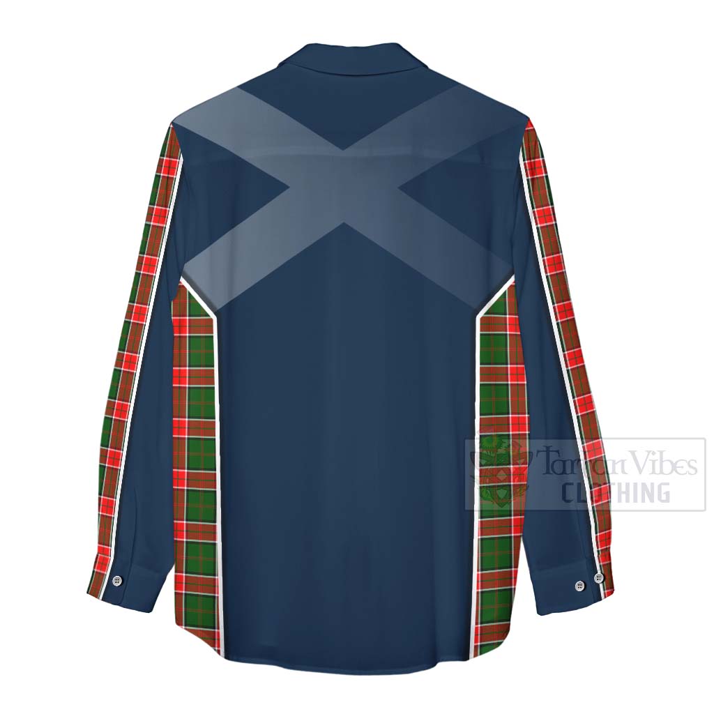 Tartan Vibes Clothing Pollock Tartan Women's Casual Shirt with Family Crest and Scottish Thistle Vibes Sport Style