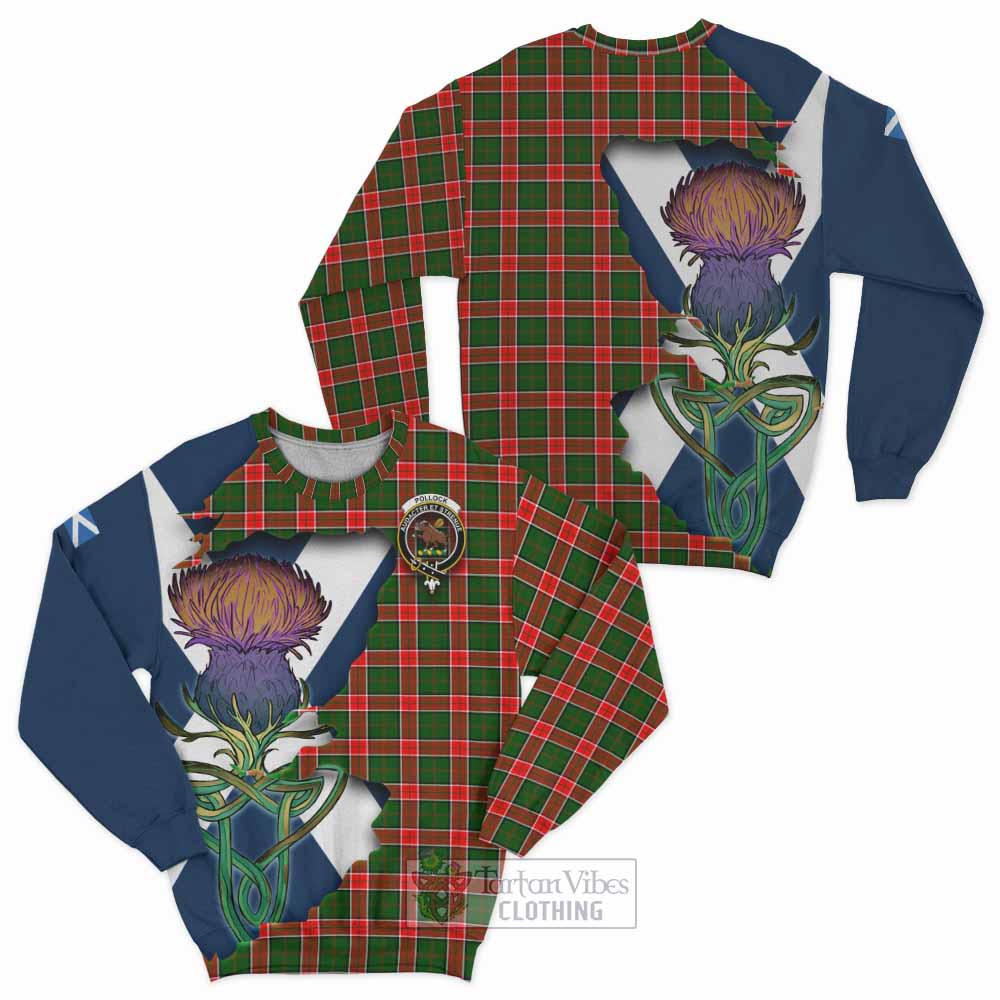 Pollock Tartan Family Crest Sweatshirt Scottish Thistle Celtic Inspired - Tartan Vibes Clothing