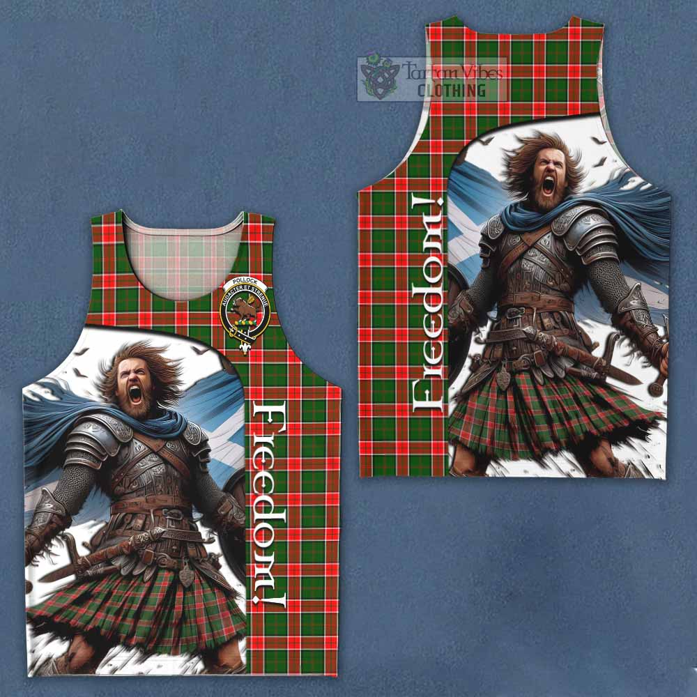 Tartan Vibes Clothing Pollock Crest Tartan Men's Tank Top Inspired by the Freedom of Scottish Warrior