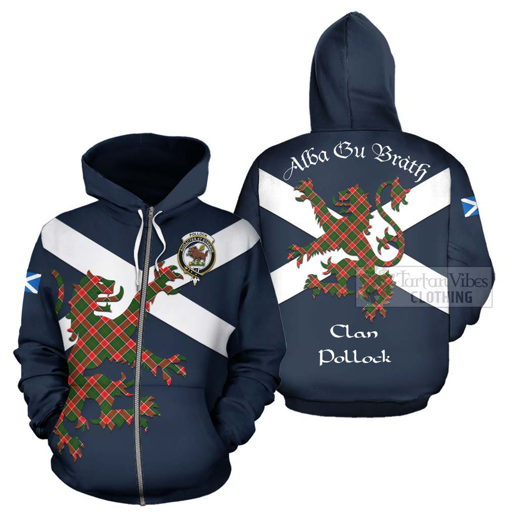 Tartan Vibes Clothing Pollock Tartan Lion Rampant Hoodie – Proudly Display Your Heritage with Alba Gu Brath and Clan Name