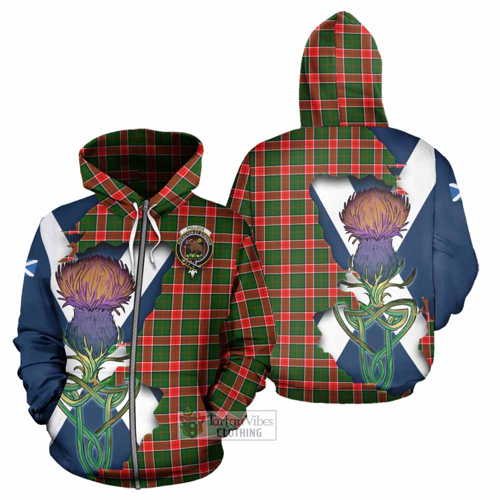 Pollock Tartan Family Crest Hoodie Scottish Thistle Celtic Inspired Zip Hoodie - Tartan Vibes Clothing