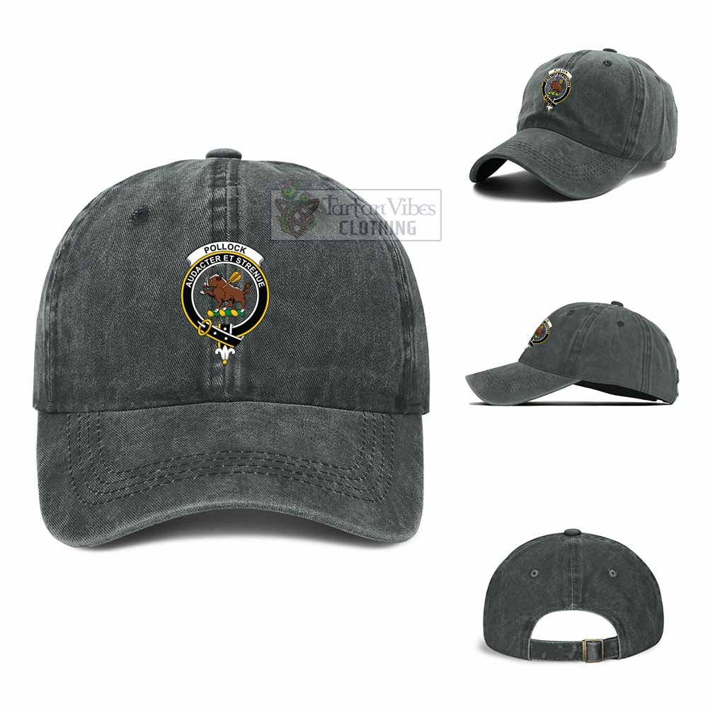 Pollock Family Crest Denim Baseball Cap - 2D-tartanvibesclothing