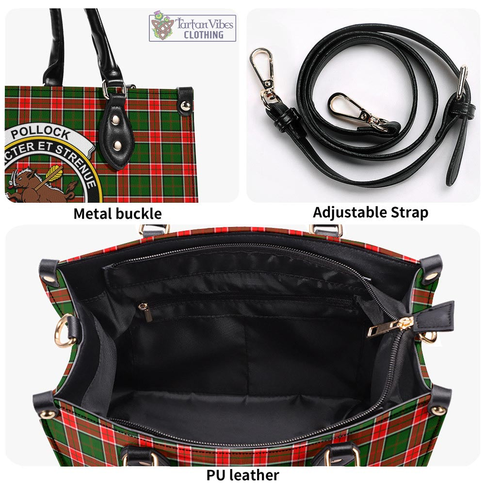 Tartan Vibes Clothing Pollock Modern Tartan Luxury Leather Handbags with Family Crest