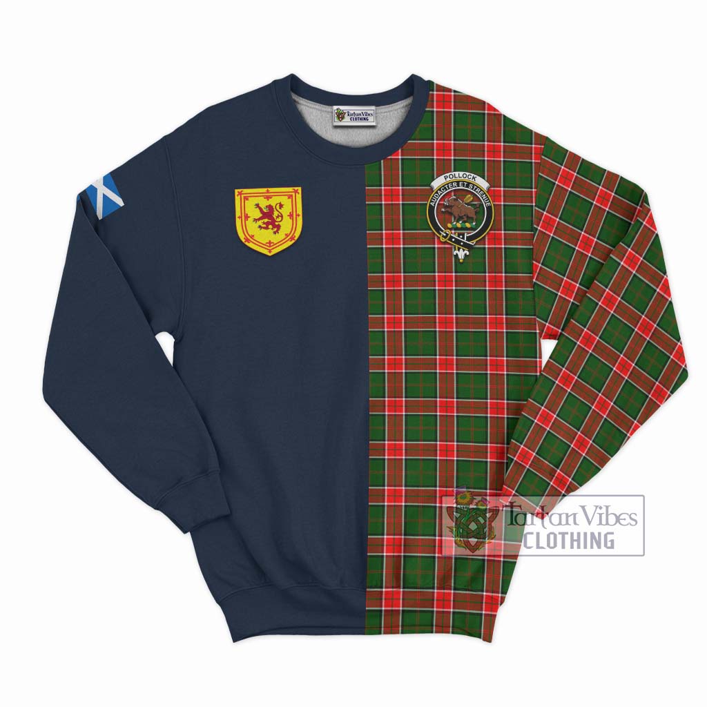 Tartan Vibes Clothing Pollock Modern Tartan Sweatshirt with Scottish Lion Royal Arm Half Style